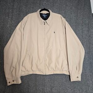 Polo Ralph Lauren Men's Beige Plaid Lined Harrington Bomber Jacket‎ Size 2XL